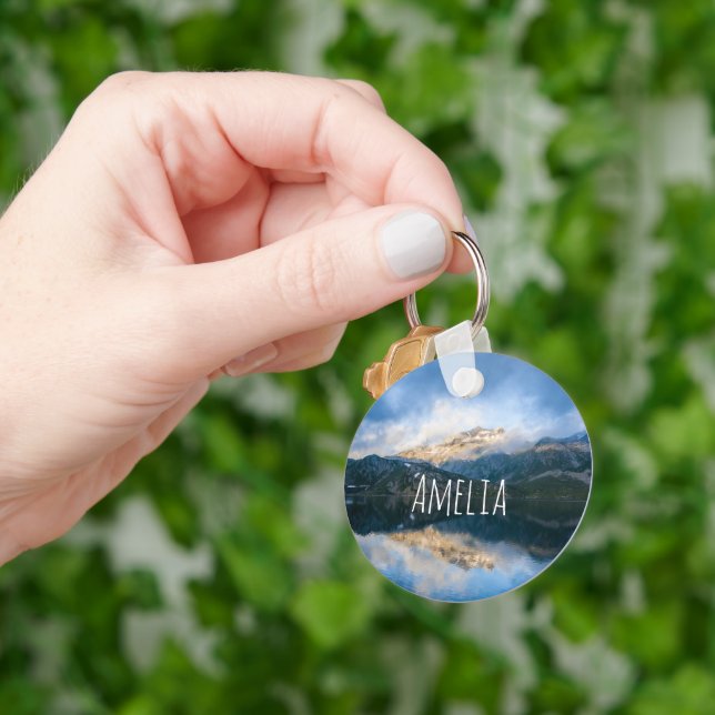 Llavero Montañas y Lago de la Naturaleza Fotografía (Mano)