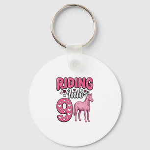 Llavero Montando en 9 Cumpleaños de Chica Caballo Camiseta