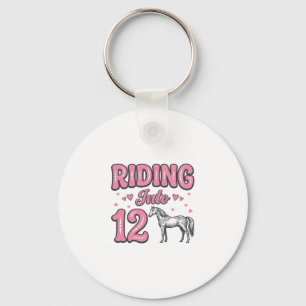 Llavero Montando en Cumpleaños de 12 Caballos Diseño Vecto