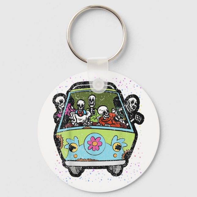 Llavero Montar Hippie Van Halloween Disfraz Huesos Retro (Anverso)