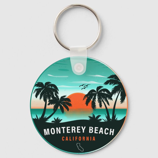 Llavero Monterey Beach California Retro Sunset Souvenirs (Anverso)