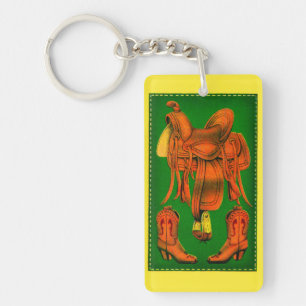 Llavero Montura occidental y botas de vaquero