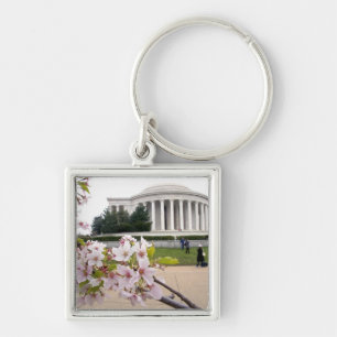 Llavero Monumento a Thomas Jefferson con flor de cerezo