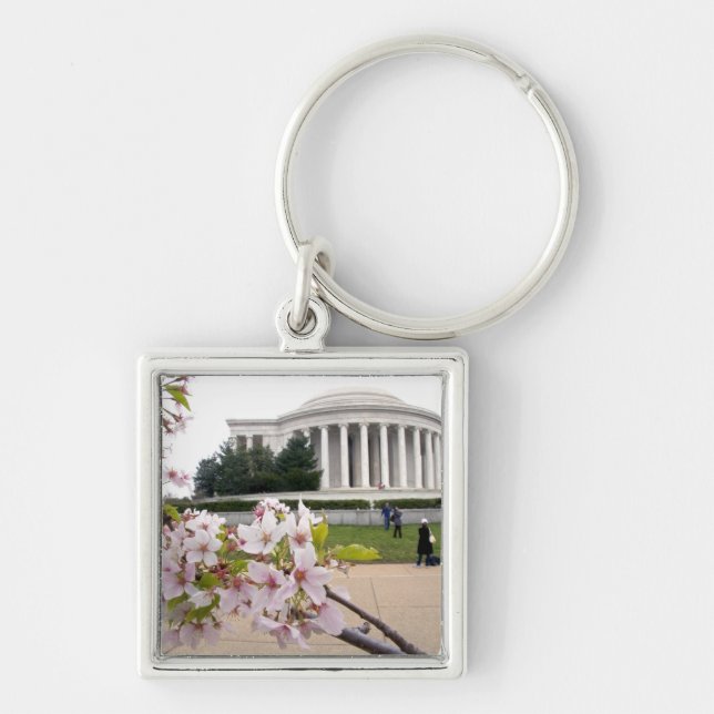 Llavero Monumento a Thomas Jefferson con flor de cerezo (Frente)