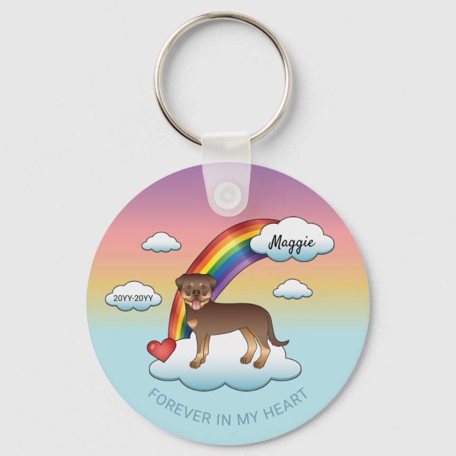 Llavero Monumento al Arcoiris Rojo Y Tan Rottweiler Cute P (Anverso)