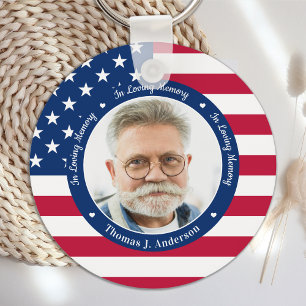 Llavero Monumento Patriótico Personalizado de Bandera Amer