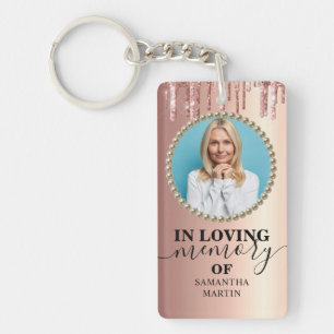 Llavero Monumento Rosa Purpurina De Oro En Memoria Amada