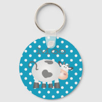 Moo De Vaca Graciosa Y Tecla Del Botón De Punto De