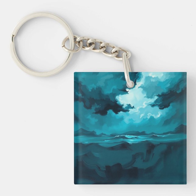 Llavero Moody Ocean Waves Under Stormy Sky – Abstract Seas (Frente)