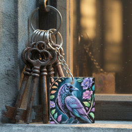 Llavero Moody Raven Dark Academia Floral