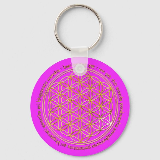 Llavero Moola Mantra / Blume Des Lebens | rosa (Anverso)