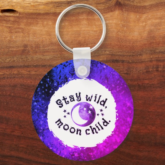 Llavero Moon Child Stay Wild Stars Monograma Fun Keychain (Anverso)
