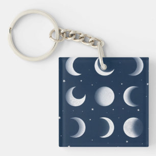 Llavero Moon Phases Grid Diseño de patrones celestes