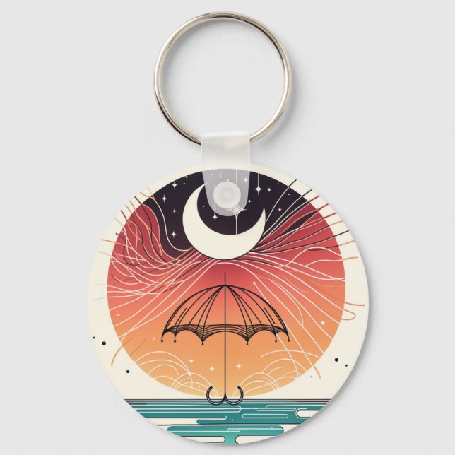 Llavero Moon & Umbrella Dream Charm Mini Boho Art (Anverso)