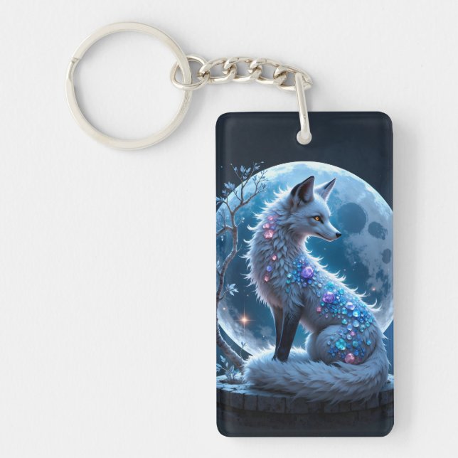 Llavero Moonlit Crystal Fox – Guardian of Silent Dreams.  (Frente)