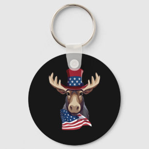 Llavero Moose con bandera patriótica de Estados Unidos Ind
