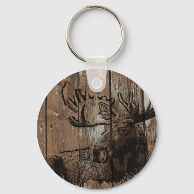 Llavero Moose de madera rústica (Anverso)