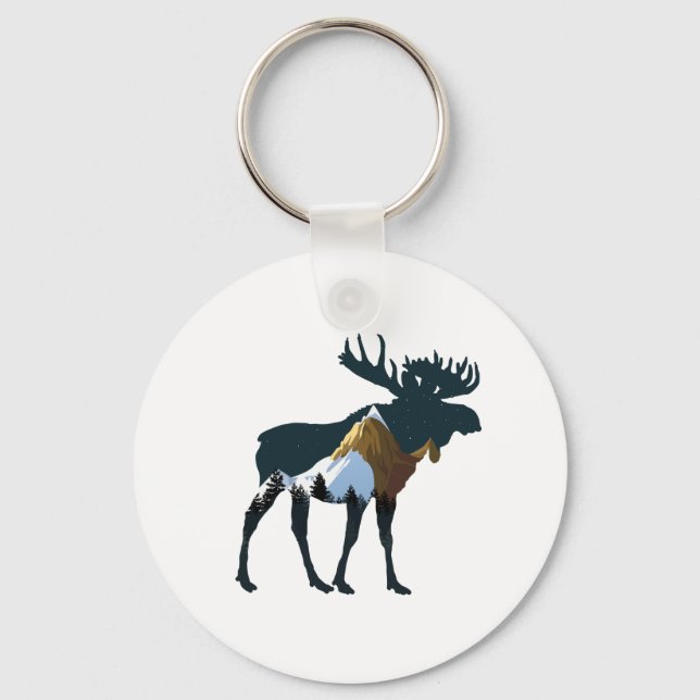 Llavero Moose del bosque nocturno (Anverso)