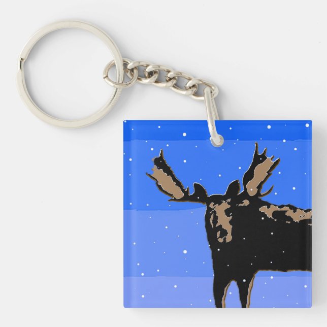 Llavero Moose in Winter - Original Wildlife Art (Frente)