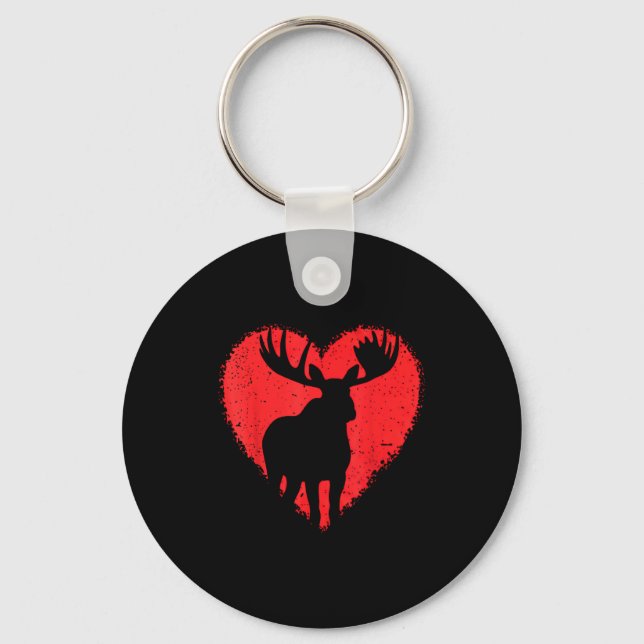 Llavero Moose Lover Valentines Day Cute Red Heart Wild Ani (Anverso)