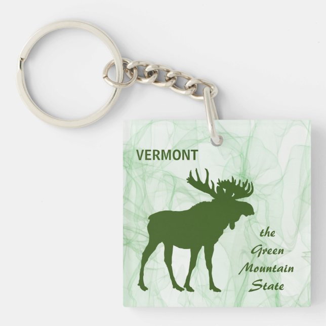 Llavero Moose, Vermont, el estado de la montaña verde (Frente)