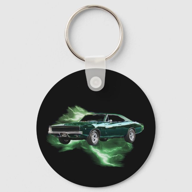 Llavero Mopar: Cargador Dodge '68 con rayo verde (Anverso)