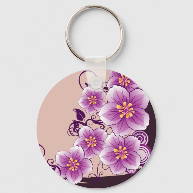 Llavero Morado Floral (Anverso)