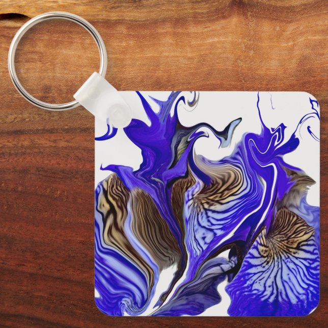 Llavero Morado Iris Flower Swirls (Anverso)