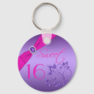 Llavero Morado y Morado Morado Floral Dieciséis Keychain
