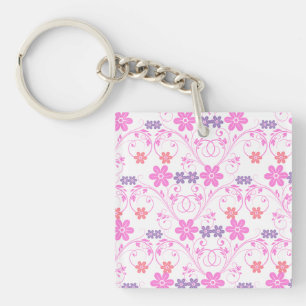 Llavero Morado y rosa floral moderna