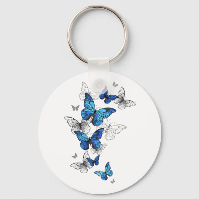Llavero Morfo de las mariposas voladoras azules (Anverso)