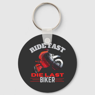 Llavero Morir rápido la última camiseta del motociclista