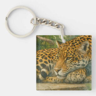 Llavero Mortalidad dorada - Leopardo en reposo