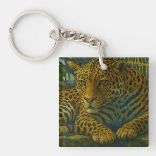 Llavero Mortalidad dorada - Leopardo en reposo