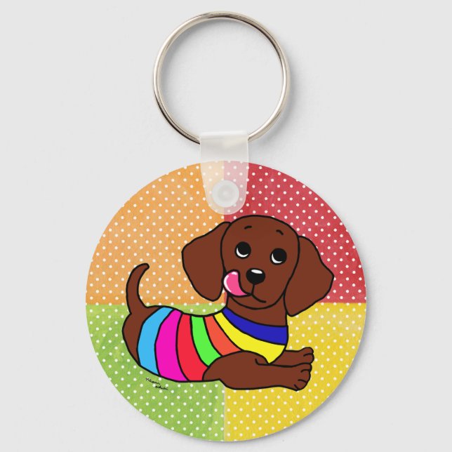 Llavero Mosaico Dachshund Personalizado 1 (Anverso)