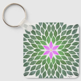 Llavero mosaico de flores rosadas