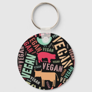 Llavero Mosaico de la Palabra-Nube del "vegano" con la