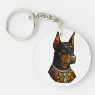 Llavero Mosaico de piedras preciosas Doberman de lujo