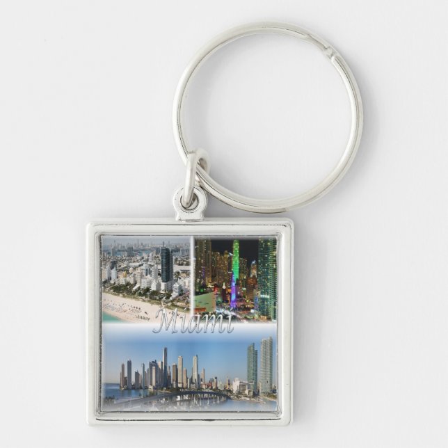 Llavero mosaico de zUS053 MIAMI, Florida, América, (Frente)