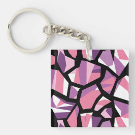 Llavero Mosaico geométrico vibrante en rosa y púrpura