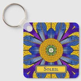 Llavero Mosaico provenzal amarillo y azul agrega texto a a