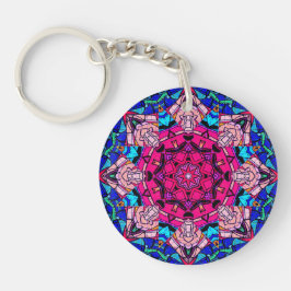 Llavero Mosaico rosa Mandala Floral Psicodélico Retro