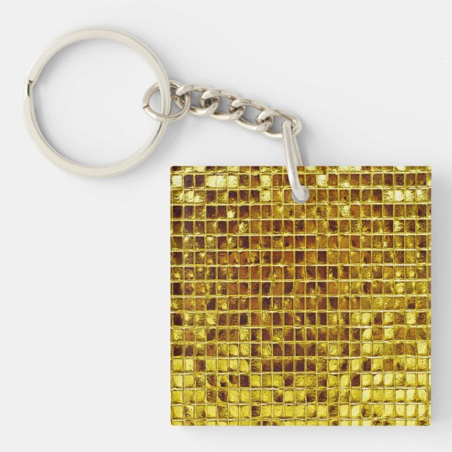 Llavero Mosaicos de oro Elegante lujo moderno (Frente)