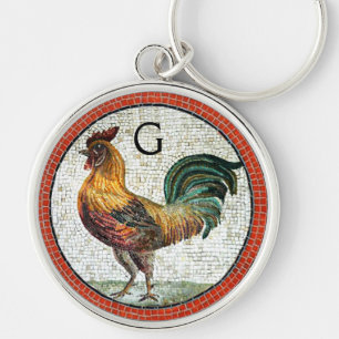 LLAVERO MOSAICOS ROMANOS ANTIGUOS / MONOGRAMA DE GALLO