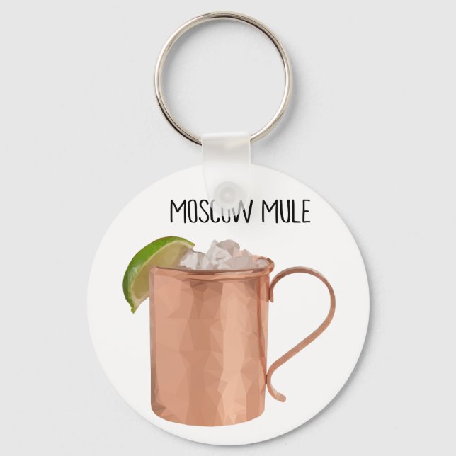 Llavero Moscovita de cobre Mule de Moscú diseño geométrico (Anverso)