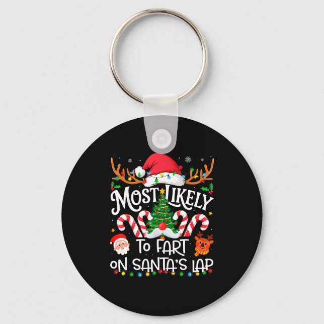 Llavero Most Likely To Fart On Santa's Lap Family Matching (Anverso)