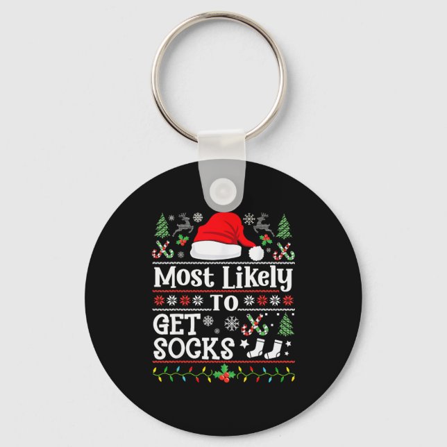 Llavero Most Likely To Get Socks - Family Christmas Pajama (Anverso)
