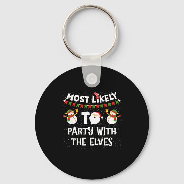 Llavero Most Likely To Party With The Elves Family Snowman (Anverso)