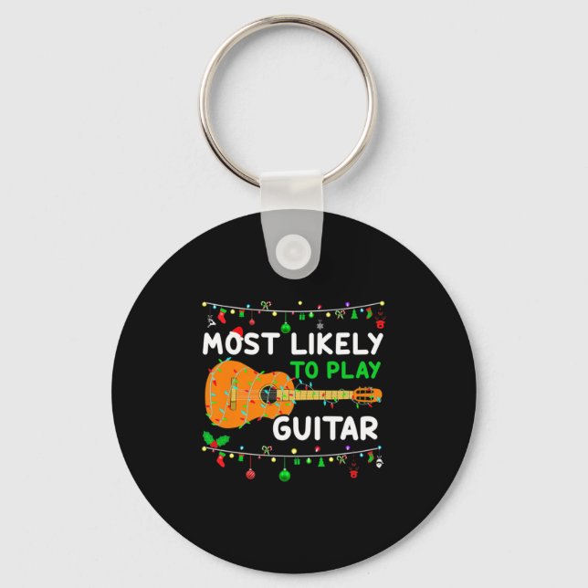 Llavero Most Likely To Play Guitar Christmas Funny Family  (Anverso)