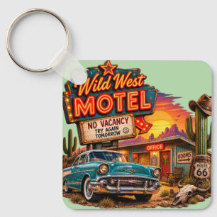 Llavero Motel Vintage del Salvaje Oeste Ruta 66 Coche Clás